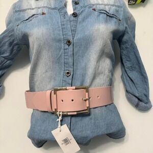 Blush Pink Wide Waist Belt Gold Buckle Nordstrom New